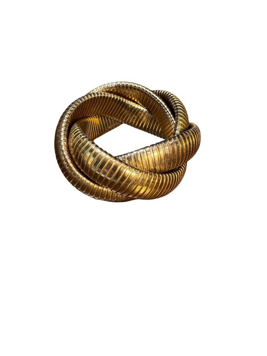 None Jewelry - Triple Cobra Coil Knotted Gold-Tone Bracelet Adjustable Fit Bohemian Style